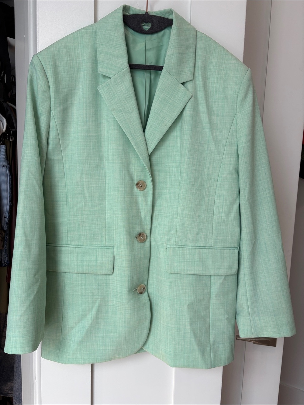 & Other Stories Mint Green Single-Breasted Blazer